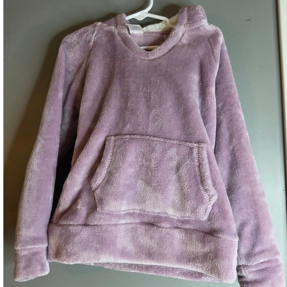 Member's Mark Girls Plush Pullover Hoodie Faux Fur Lavender Purple Size 4